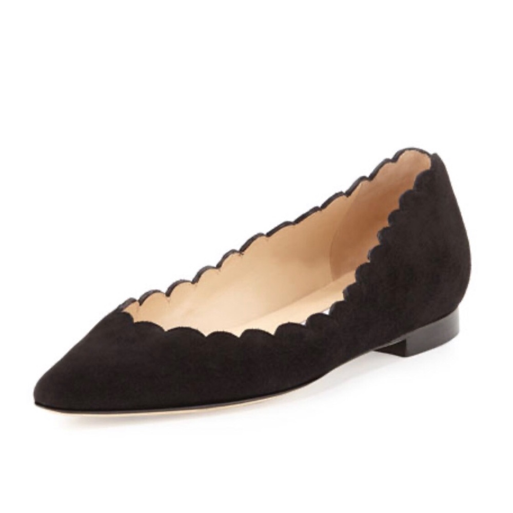 Manolo Blahnik Srila Suede Stacked Heel Flats